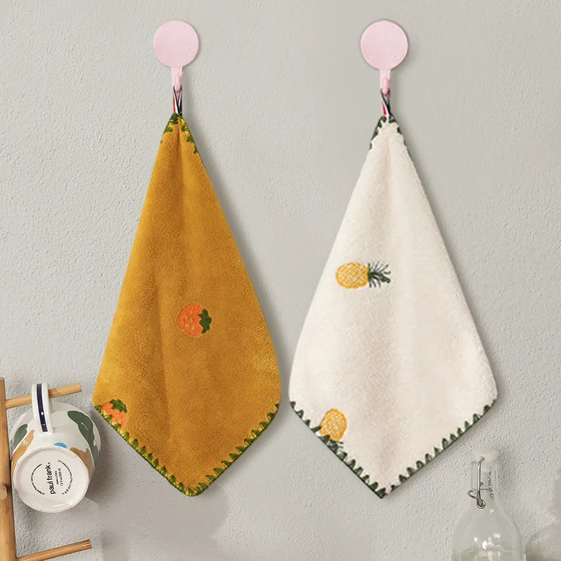 Toalla de mano absorbente con bordado de frutas, supersuave, para colgar, de secado rápido, para baño, cocina.