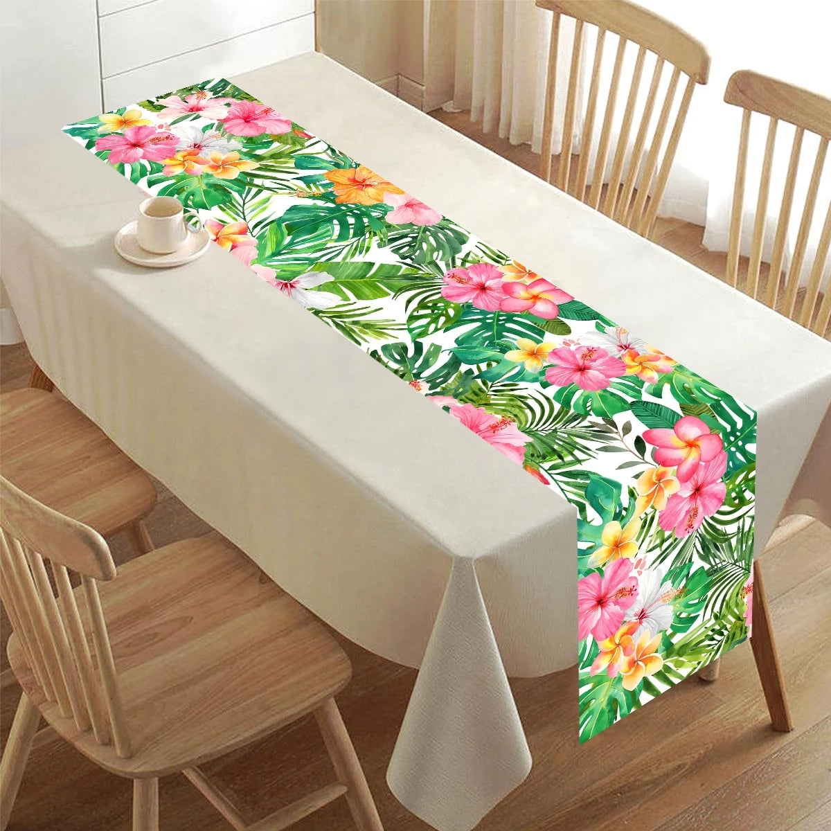 Hawaiian Garland Table Runner Hawaii Luau Tropical Party Decor Kids Favors Tableware ALOHA Summer Beach Birthday Party Supplies