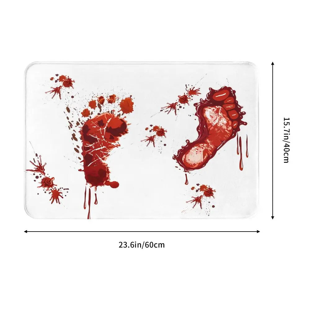 Bloody Footprints Bath Mat Anti-Slip Blood Toilet Pad Quick Dry for Shower Home Entrance Foot Mat Waterproof Bathroom Carpet