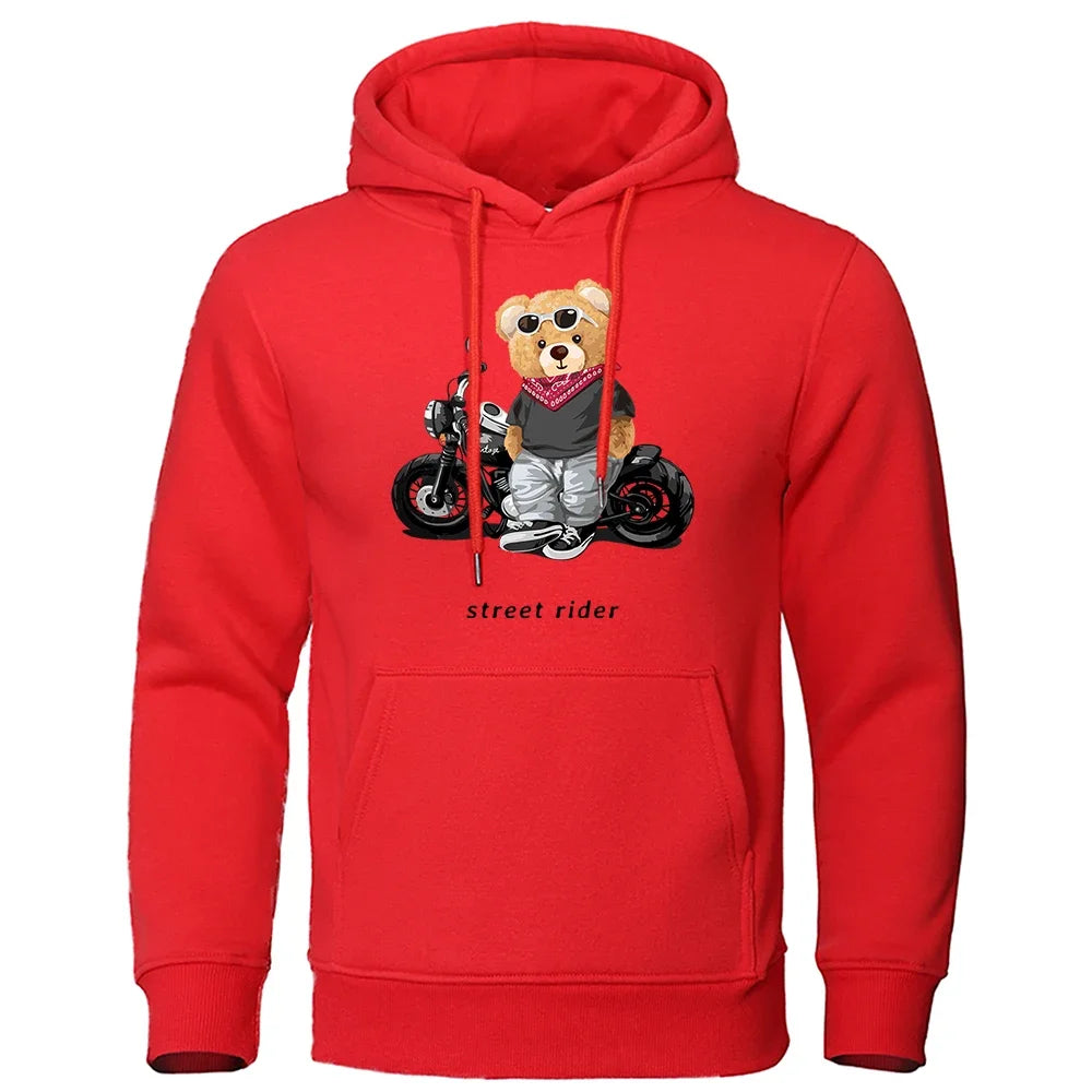 Men's Teddy Bear Hooded Sweatshirt, Super Big Hat Sweatshirt, Casual, Loose, Personalized, Fun, Suitable for Motorcycle Riders