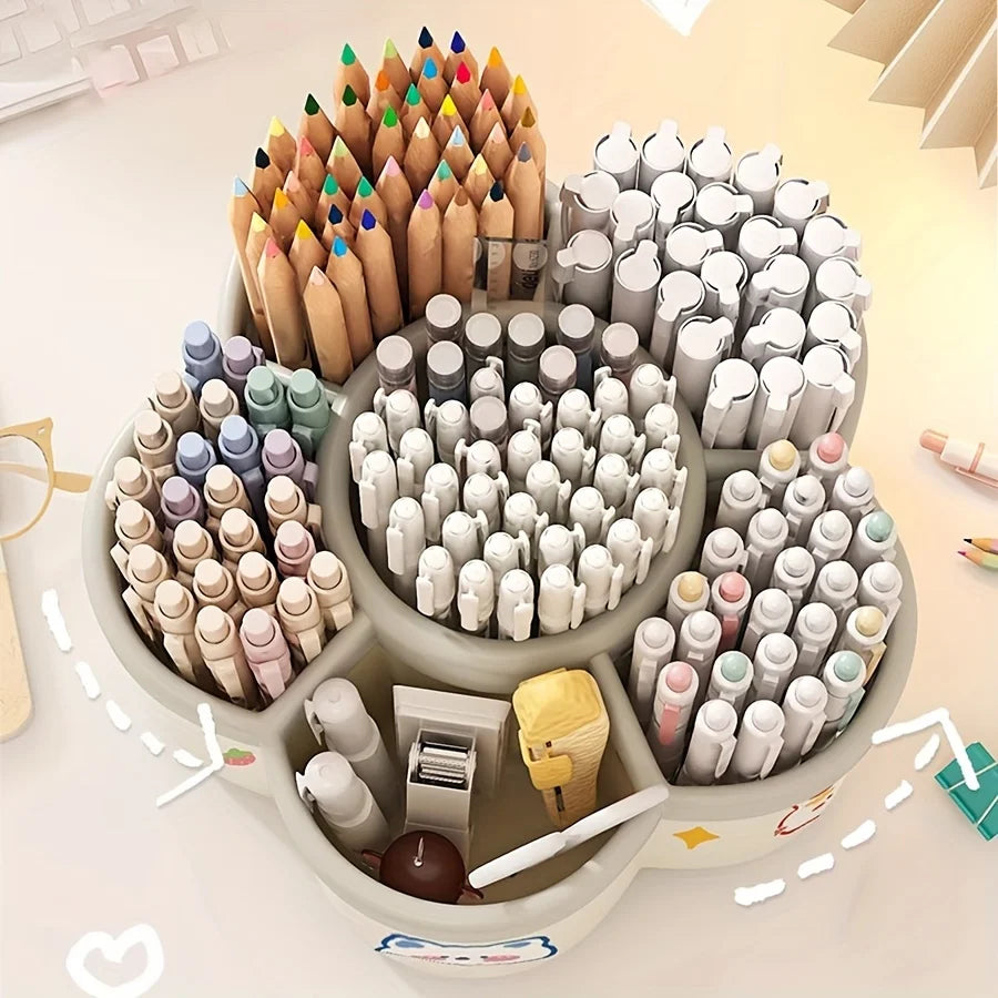 1 piece of 360 ° rotating pen holder - multifunctional office desk organizer, suitable for makeup pens and student stationery