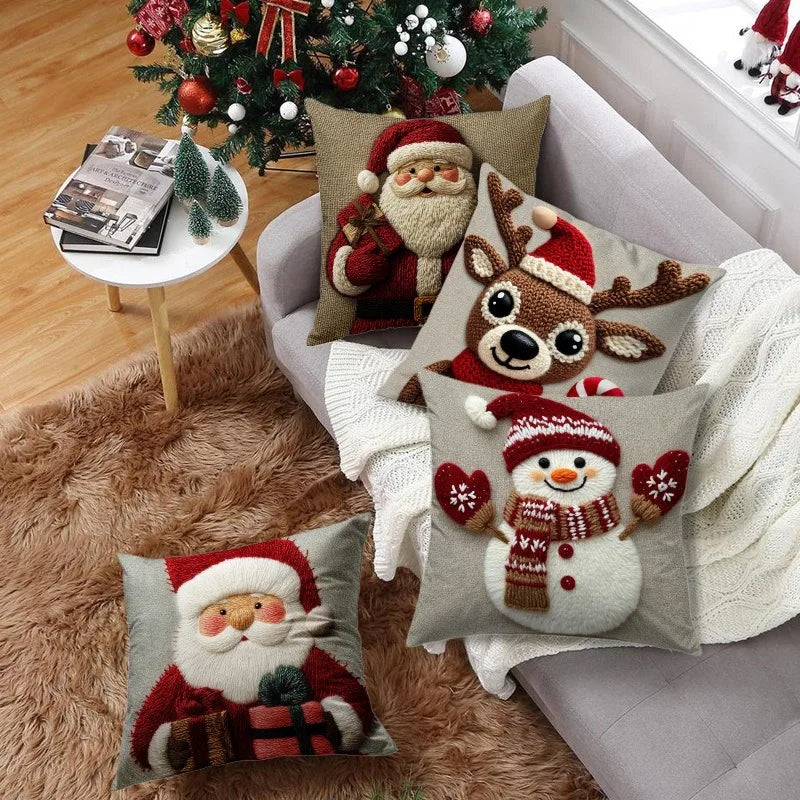 Christmas Pillowcase – Santa, Snowman & Elk Design
