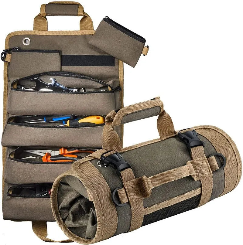 Sac à outils multi-usages, sac de rangement portable professionnel à poches multiples, sac de rangement étanche roulé, pinces, clés