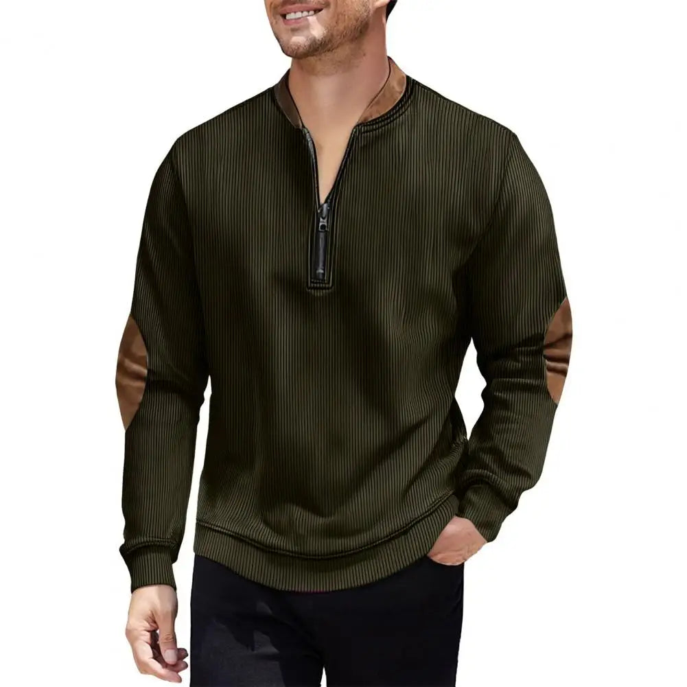 Men Sweatshirt Autumn Half-zip Men's Stand-up Collar Casual Loose Pullover Jacket