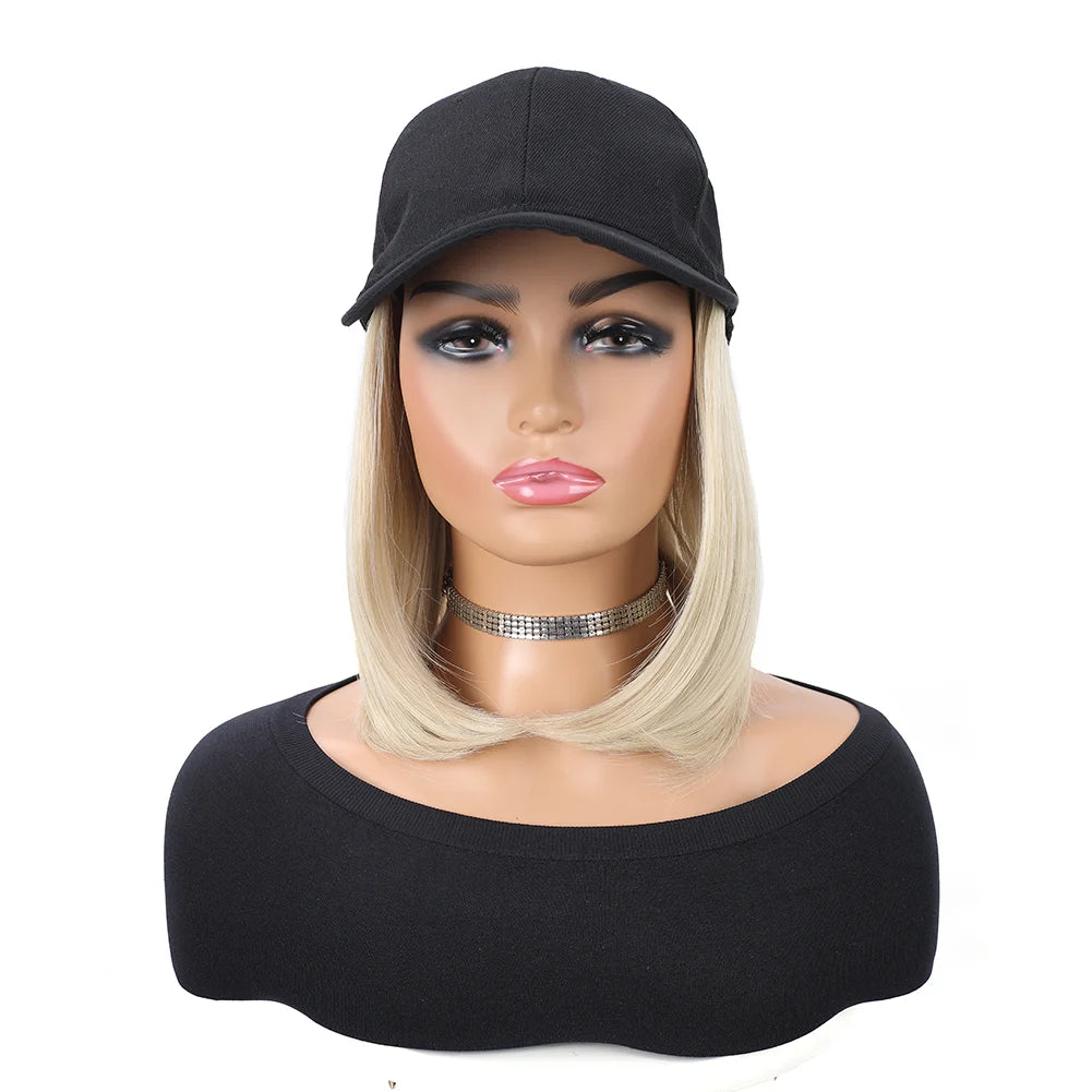 Fashion Hat Hair Extensions Ladies Wigs Hats Connected Head Cover Synthetic Peaked Cap Wig For Women