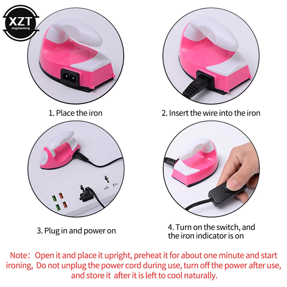 Mini Iron Portable Small Iron Garment Sewing Fabric Transfer Tool Home Handheld Electric Iron US 110/220v