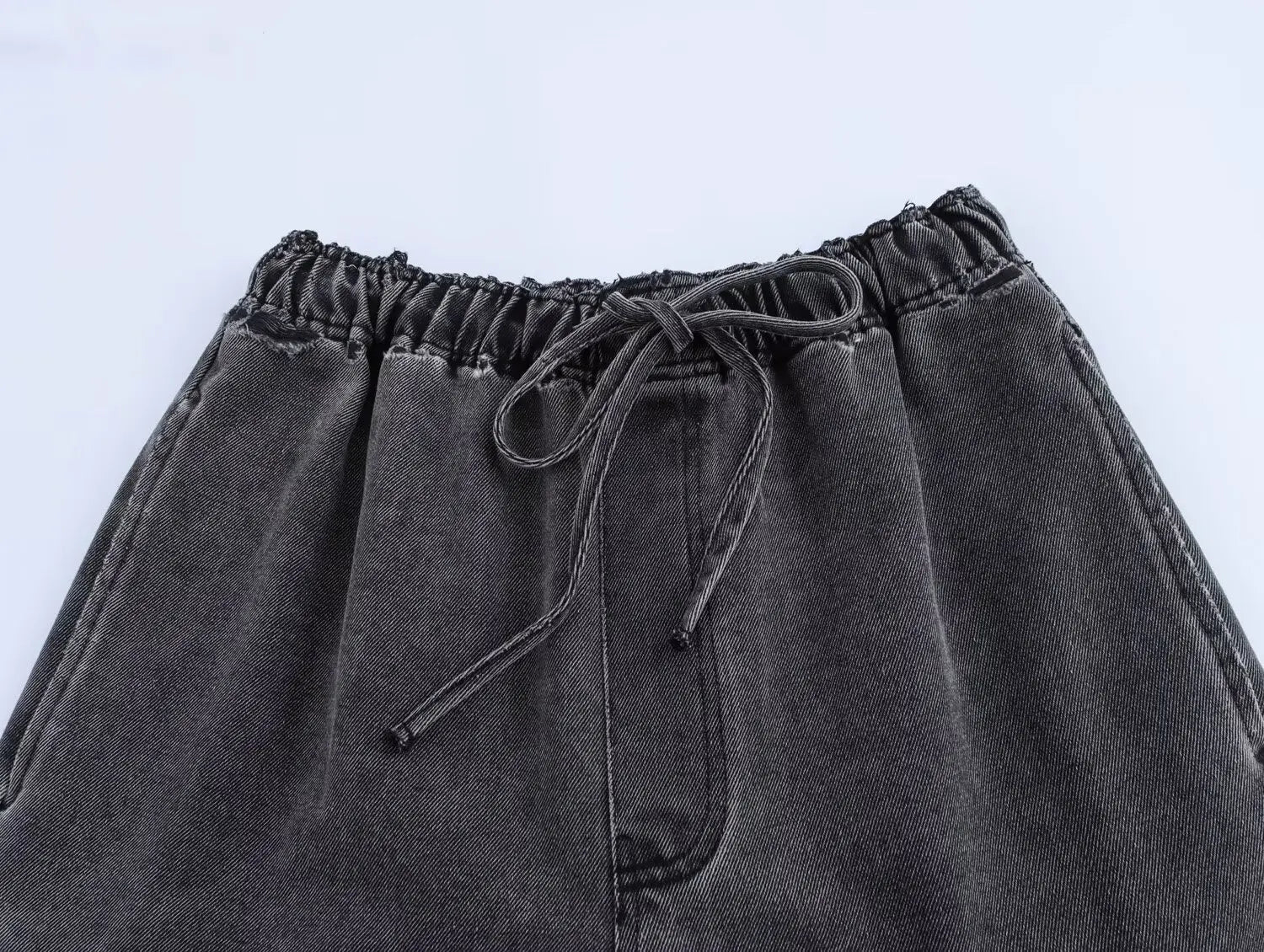 autumn Drawstring Wide Leg Pants Sets Women 2 Pieces Fashion Denim Top Women Suit Casual Two Piece Set Women Outfit
