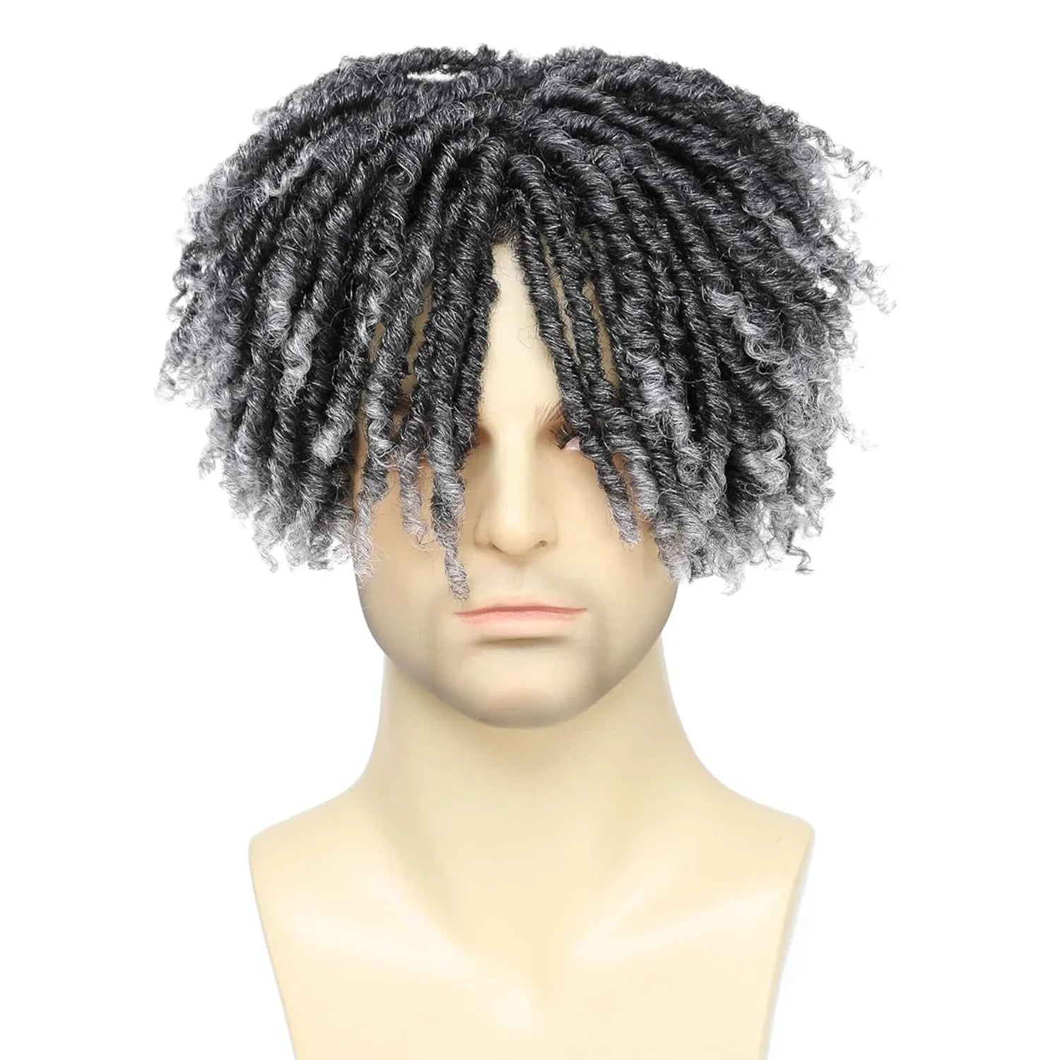 6 Inch Short Dreadlock Wigs Synthetic Braided Half Wig Short Hairpieces Hair Toupee Afro Wigs for Men Black Women