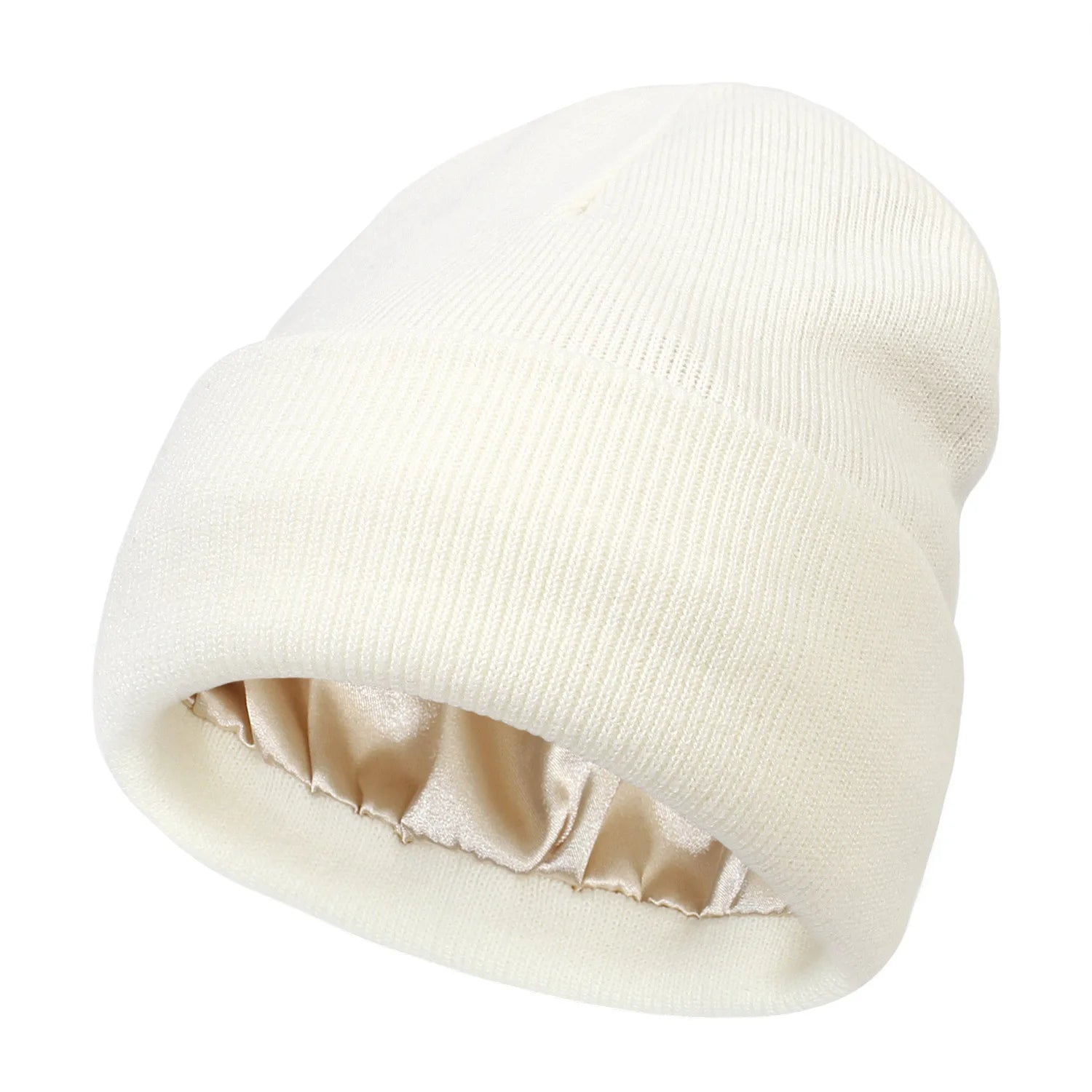 Knitted Hat For Women Silk Satin Lined Beanies Chunky Caps Warm Winter Women Men Bonnet Skullies Caps Male Female Balaclava Hats