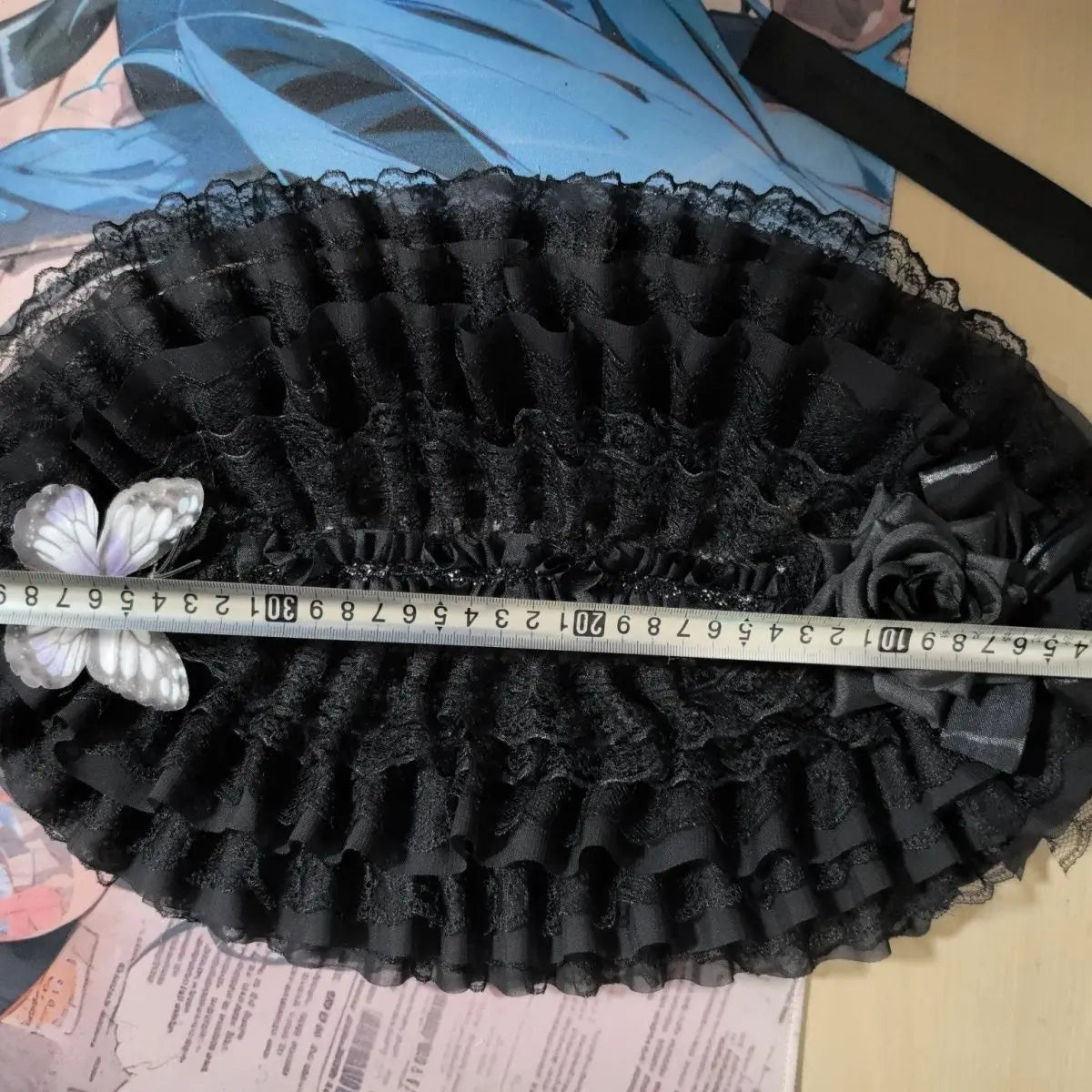 Lolita Flowers Pleated Lace Print Lace Up Women Straw Hat Spring Sweet Girls Cosplay Hair Clip Cap Kawaii Lolita Caps Black Hat