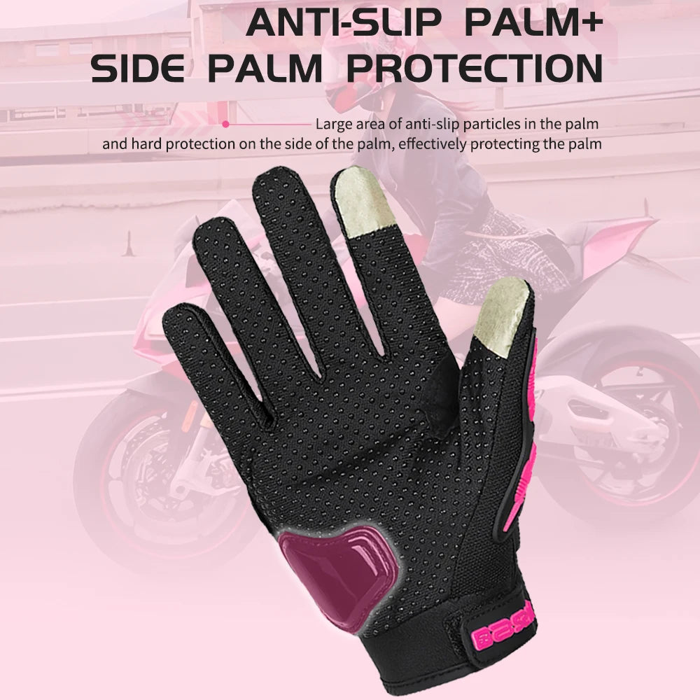 AXIO New Lady Pink Motorcycle Cycling Gloves Touchscreen Motocross Glove Wear-resistant Non-slip Motorbike Glove Mesh Breathable