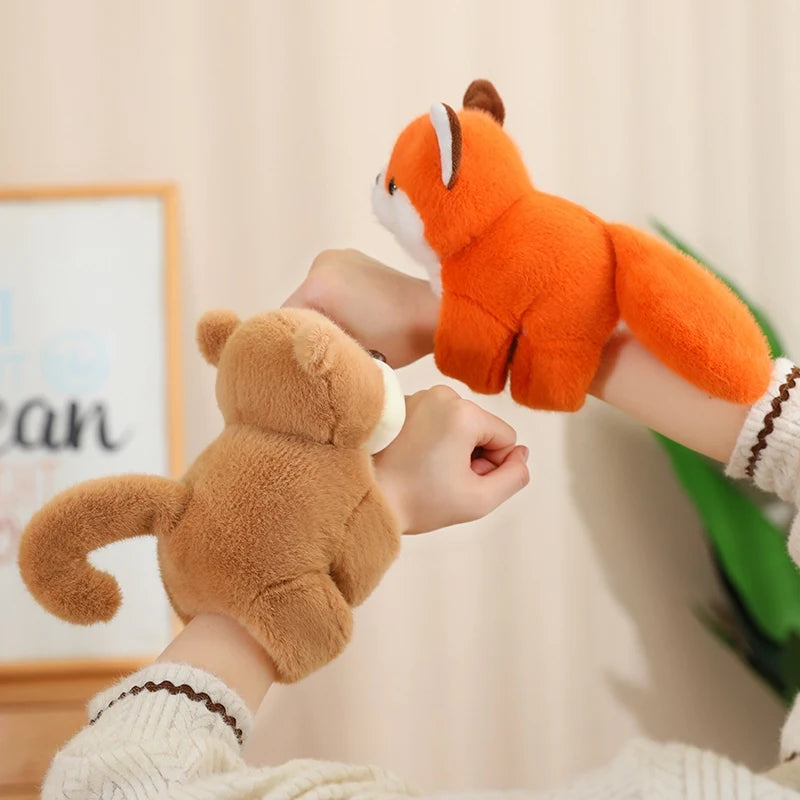Creative Stuffed Animals Raccoon Fox Husky Cat Monkey Papa Circle Toy Wrapped Around Arm Doll Toys For Kids Birthday Gift