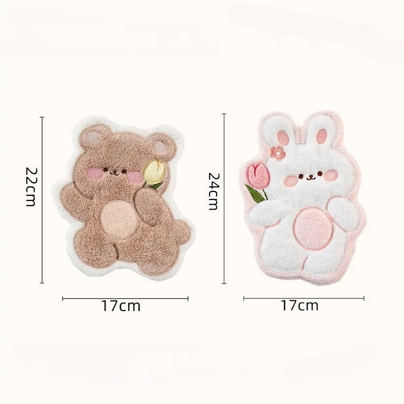 1pc Hand Towel Hanging Cartoon Square Scarf Thick Absorbent Towel Coral Velvet Cute Tong Hand Towel
