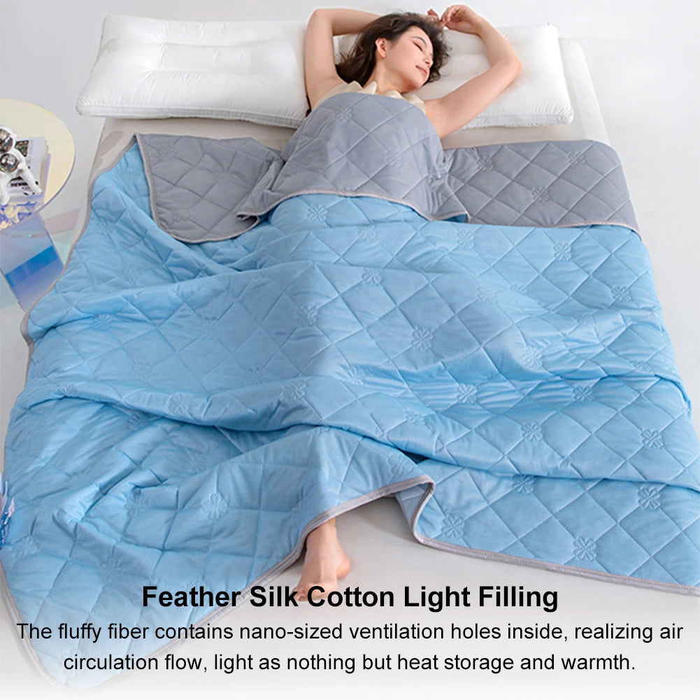 Cooling Blanket for Bed Silk Air Condition Comforter Lightweight Cooled Summer Quilt with Double Side Cold&Cooling Fabric GradeA