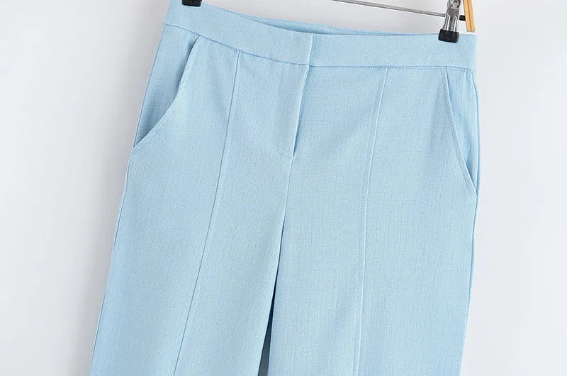 HipSeam High Waisted Pants Sets Women Summer Short Sleeve Double Breasted Blazer Pocket Trousers Women Outfit