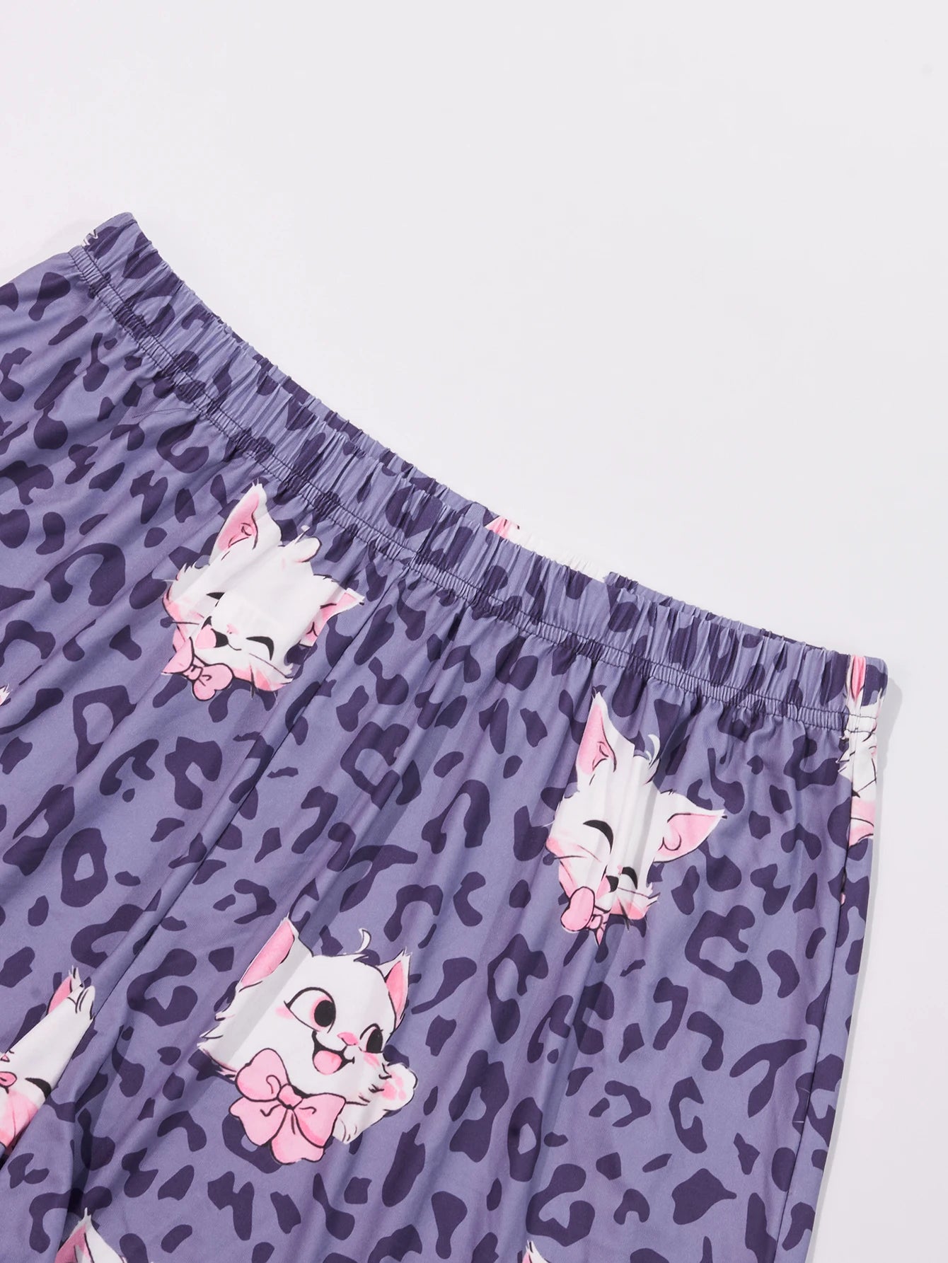 Large size women's pajamas and home clothing set refreshing and cute cat print suspender&shorts 2-piece set
