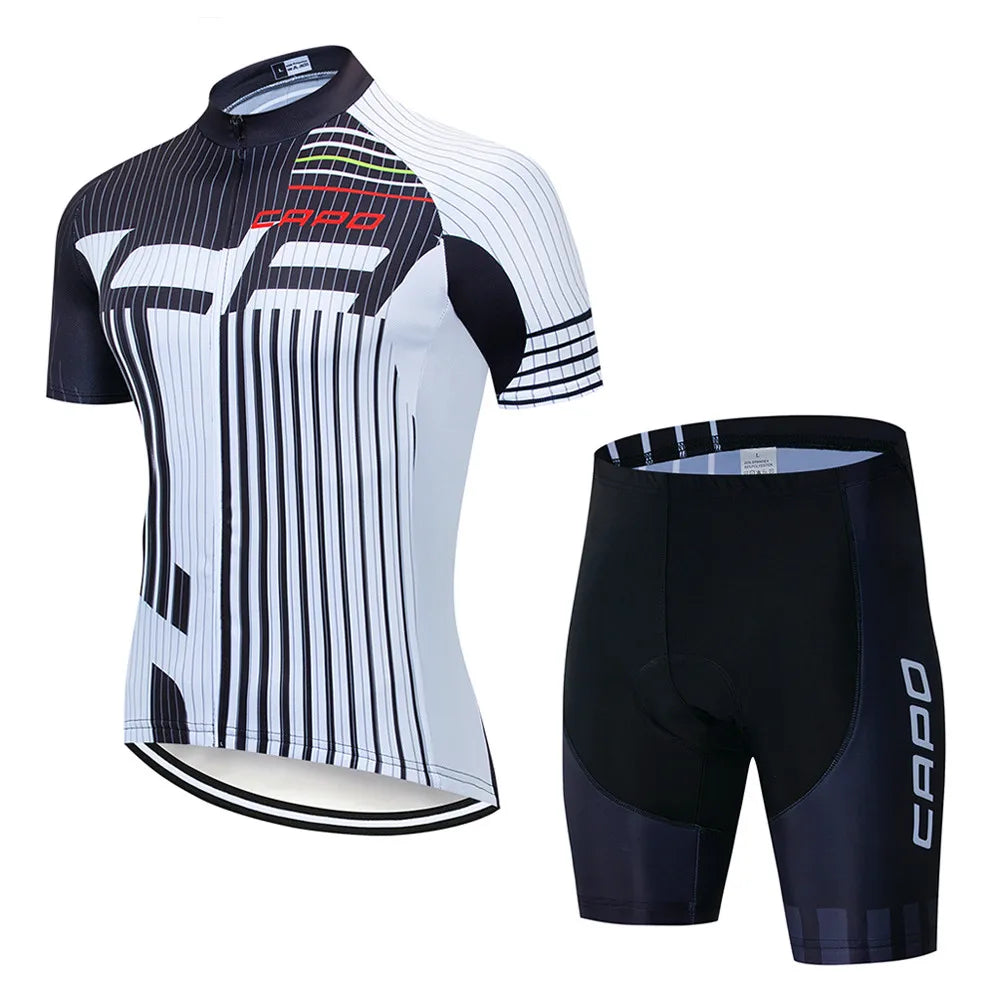 Ropa de Ciclismo Hombre Verano 2025 CAPO Ropa de Hombre Maillot de Ciclismo Bicicleta MTB Deporte Camiseta Profesional Culotte con Tirantes Traje
