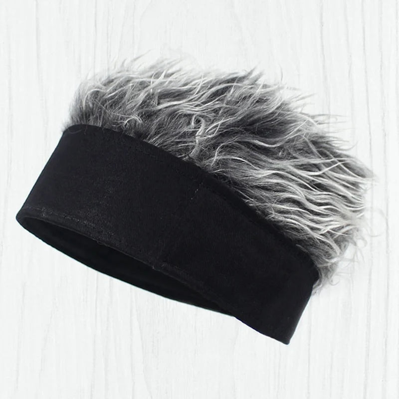 Gorro de pelo sintético corto para hombre, gorro de hip hop, gorro de calavera, peluca de tupé, gorro de pelo falso con púas, pelucas, diadema corta de melón, gorro