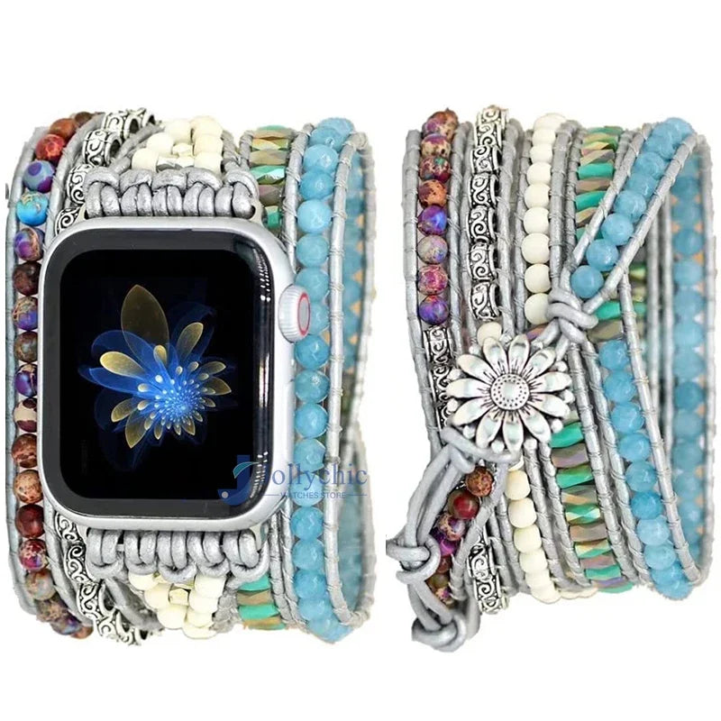 Bohemia Strap for Apple Watch Ultra Band 49mm 44mm 45mm 41mm 42mm 38 Handmade Natural Beads Bracelet Iwatch Series 8 7 6 Se 5 3