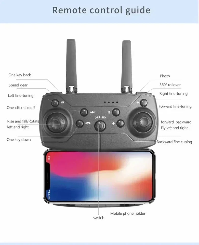 E88Pro RC Drone 4K Professinal With 3 Battery 1080P Wide Angle HD Camera Foldable Helicopter WIFI FPV Height Hold Gift Toy