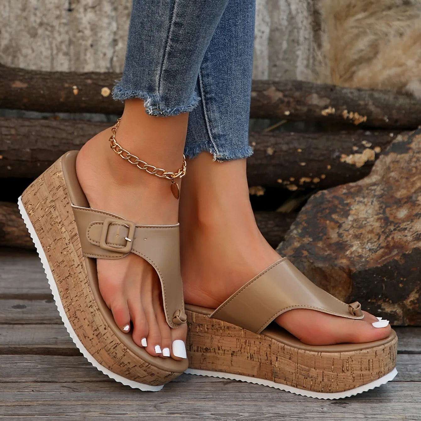 Women Slippers Female Clip Toe Flip Flops Wedges High Heels Women Sandals New Comfortable Platform Shoes Slides Women