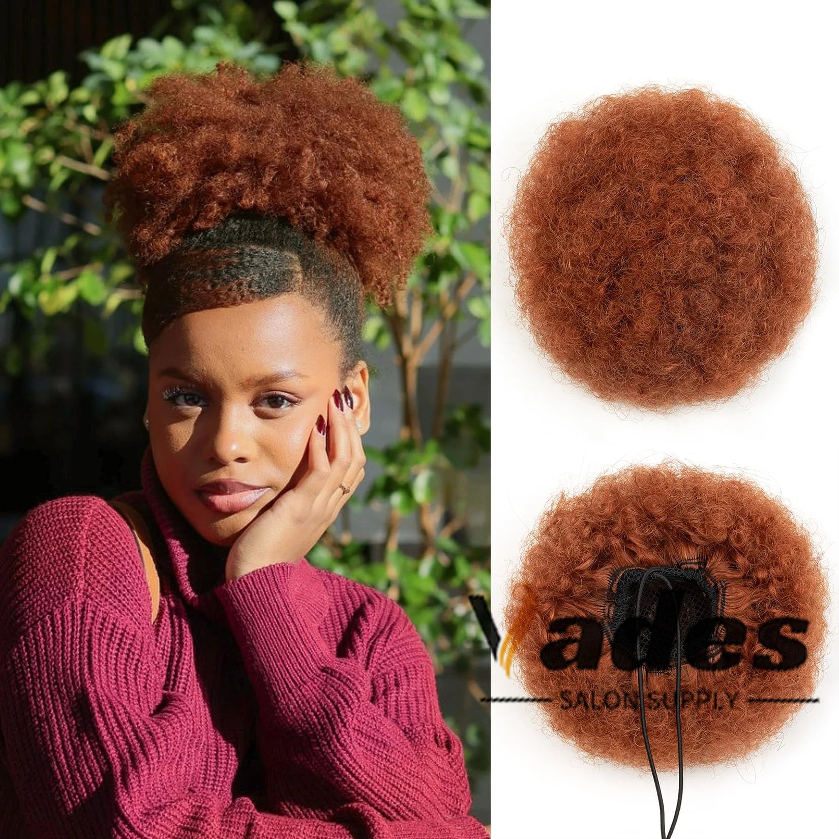Queue de cheval en cheveux humains bouclés Afro Crépus Chignon à cordon de serrage Extensions de chignon haut à clipser pour femmes noires 4 6 8 pouces