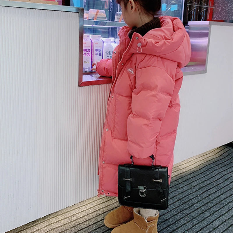 Children's Winter Jacket for Girl Long Warm Parka Down Cotton Coat New Kids Windbreaker Cold Clothes Teenager Overcoat Snow Wear