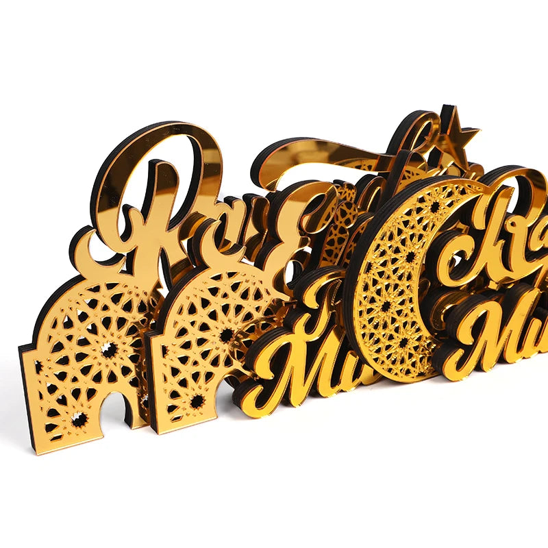 Ramadan Mubarak Acrylic Ornament Eid Mubarak Ramadan Kareem Decoration for Home Islamic Muslim Party Decor Eid Al Adha Gift