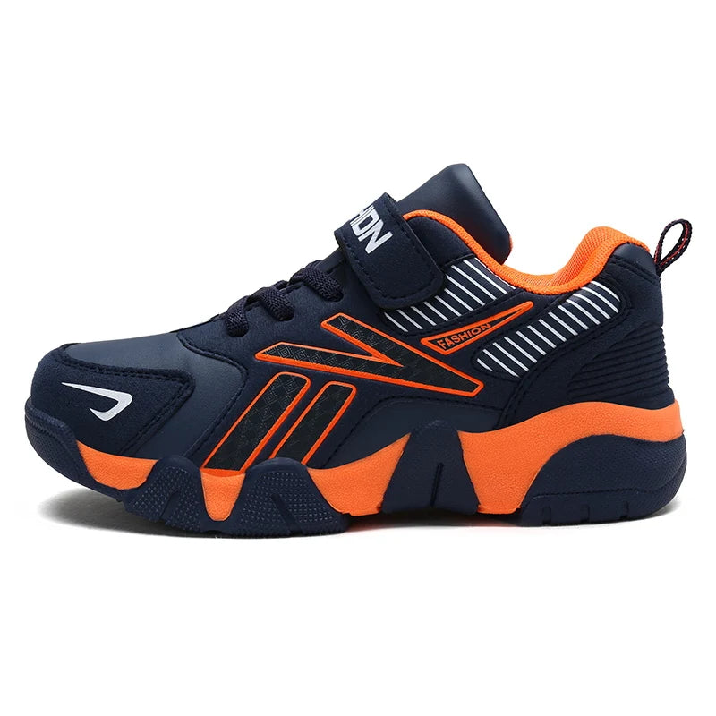Kids Platform Sneakers Anti-Slip Chunky Sole Casual Shoes for Boys Girls 3-12 Years Cushioned Insole School Black Walking Shoes