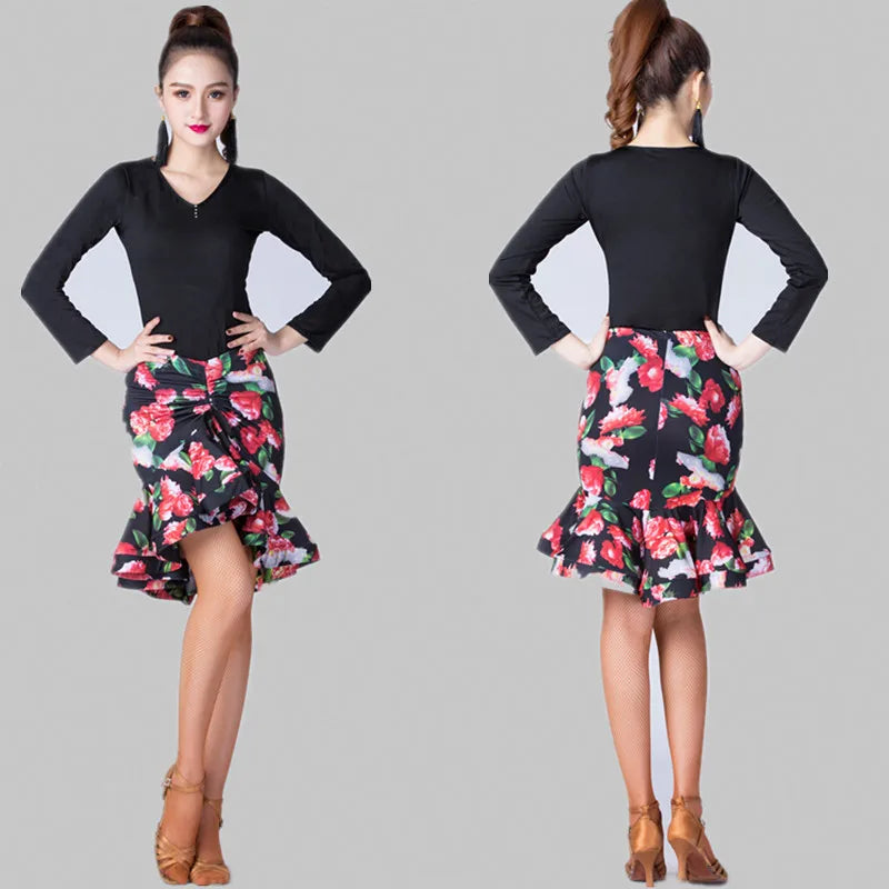 fishtail skirt for adult women modern irregular skirt fishbone bottom dress latin dance dress women competition line dance suit