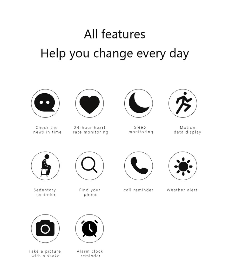New Smart Bracelet Fitness Watch Connected Wristband Heart Rate Monitor Sleep Tracker Pedometer Band Men Women Smartwatch