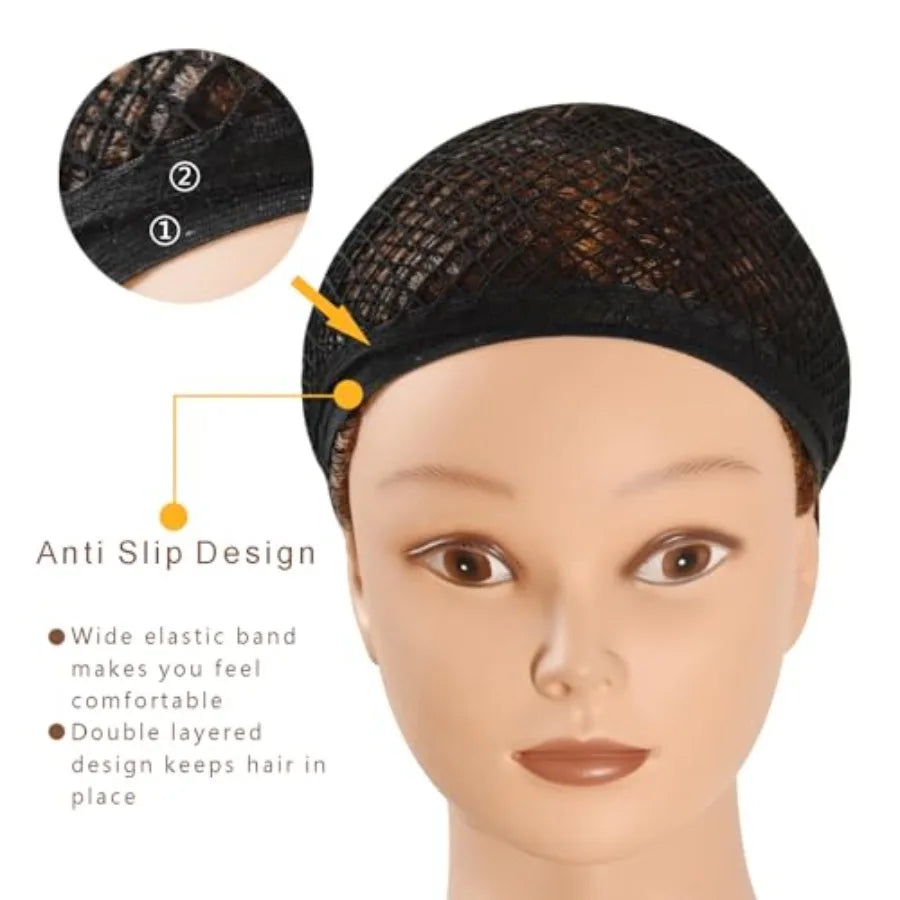 2 Pieces Mesh Wig Caps for Long Hair with Open-end Wig Cap Weaving Wig Cap for Women L