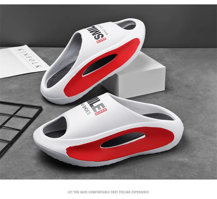Men Slippers New Slides with a Sense High Aesthetic Value External Wear Anti Slip Thick Bottom, Beach Cool Slippers for Men
