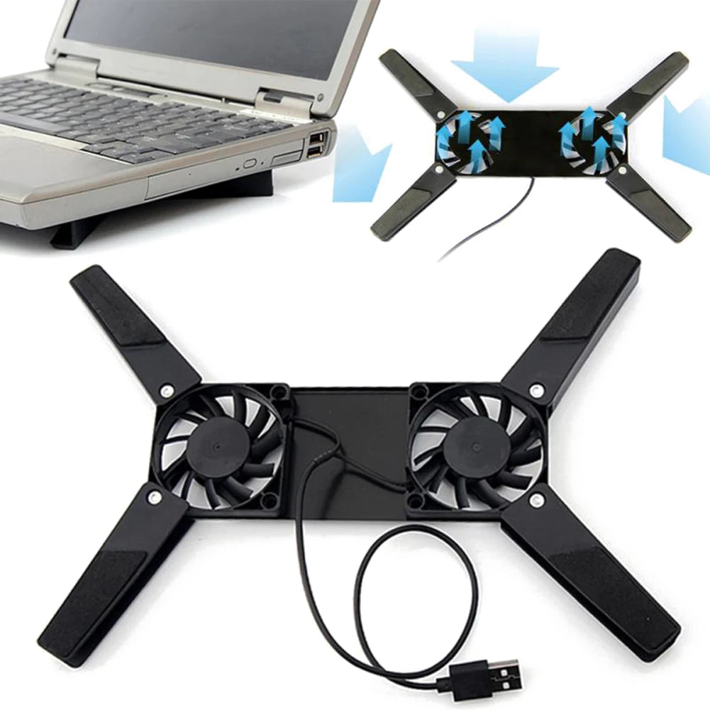 Foldable Cooling Pad Laptop Cooler with Double Fans Laptop Stand USB Powered for 7-15 inch Notebook PC LCD Display Cooler Holder
