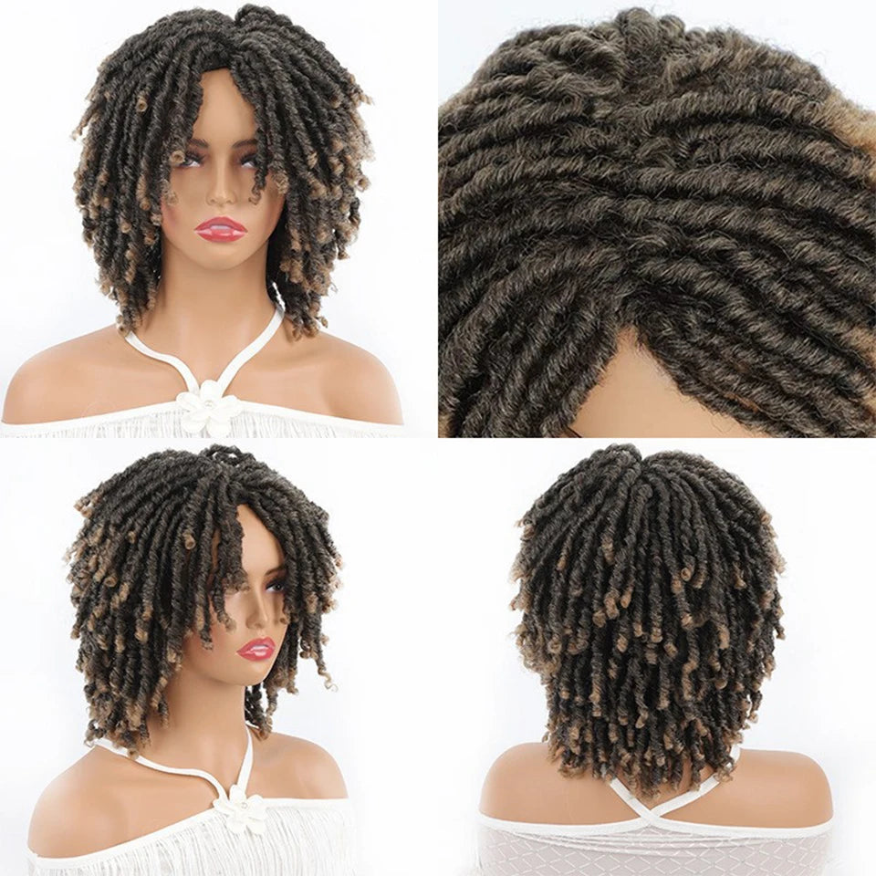 Pelucas de rastas para mujeres, niños y hombres de raza negra, peluca rubia corta rizada, pelucas afro grandes trenzadas, pelucas sintéticas trenzadas retorcidas