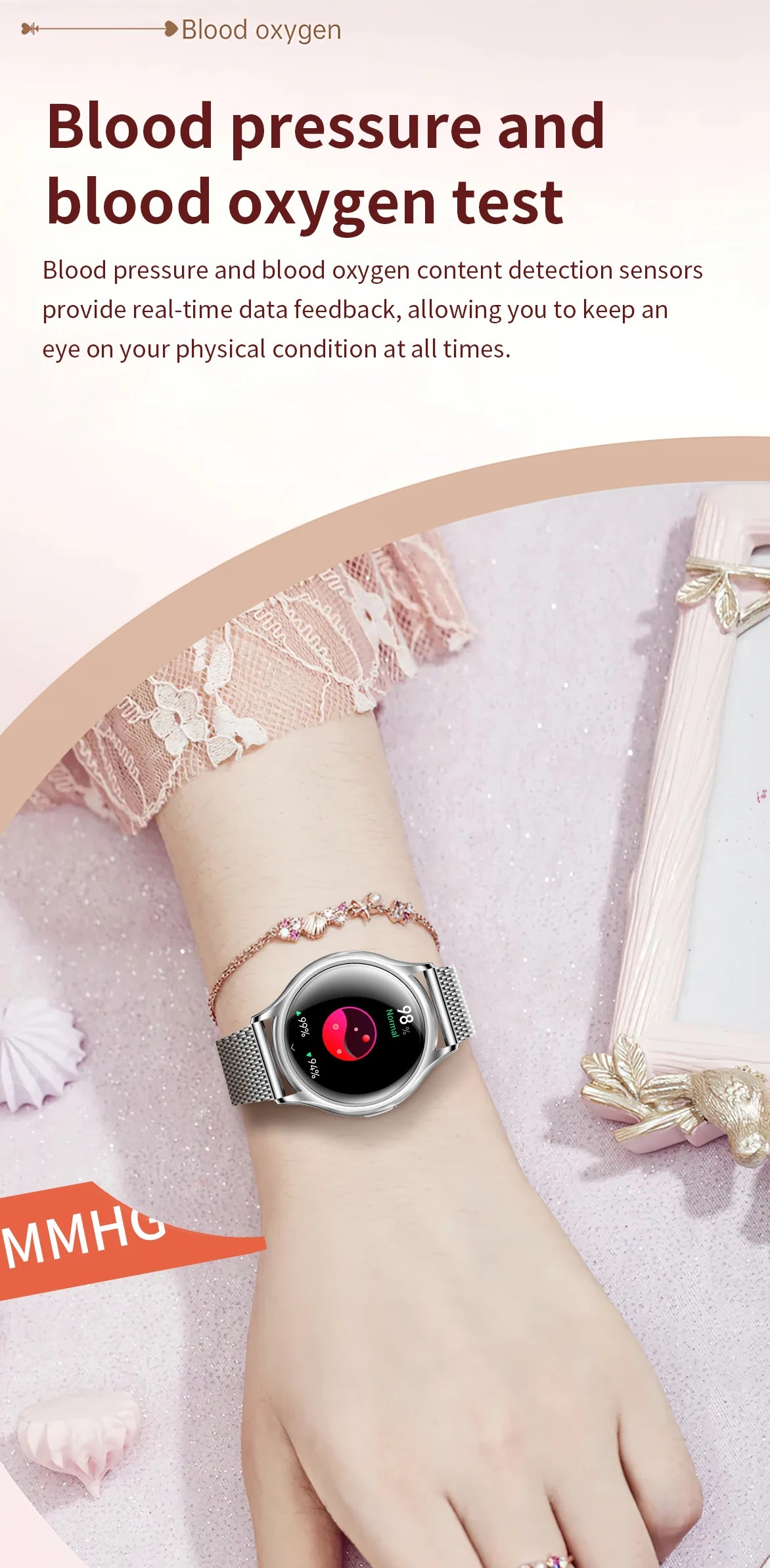 Smart Watch For Women 1.27 Inch HD Screen Health Monitor AI Voice Assistant Bluetooth Call Music Control Custom Dials Smartwatch