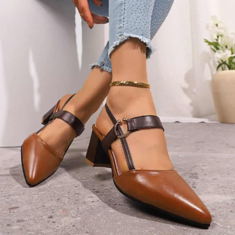 Women's Shoes Trend Shoe Genuine  Medium Heel Block Heels Mirror Luxury Designer Chunky Sandals Ladies Sexy Sandal