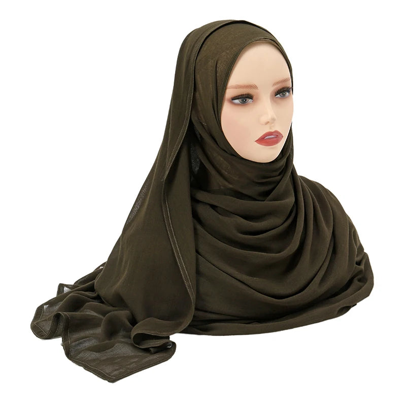 Hijabs musulmanes para mujer, pañuelos finos lisos, chales para mujer musulmana, pañuelo suave de viscosa y rayón, turbante islámico, diadema de 200x85cm