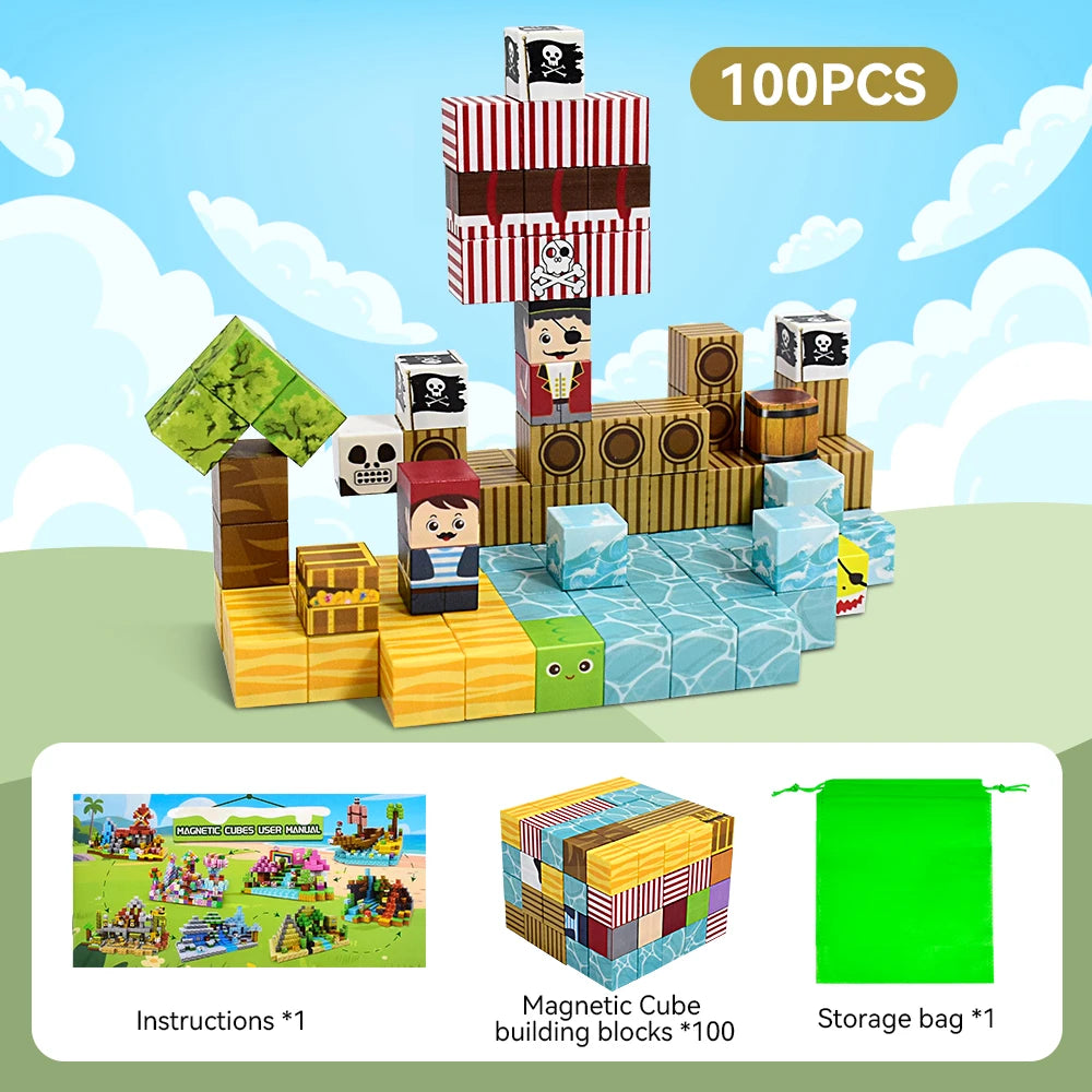 Magnetic Blocks-Magnetic Building Blocks,STEM Educational Magnet Toy Magnet Cubes Toys Stacking Learning Toys for Boys Girls
