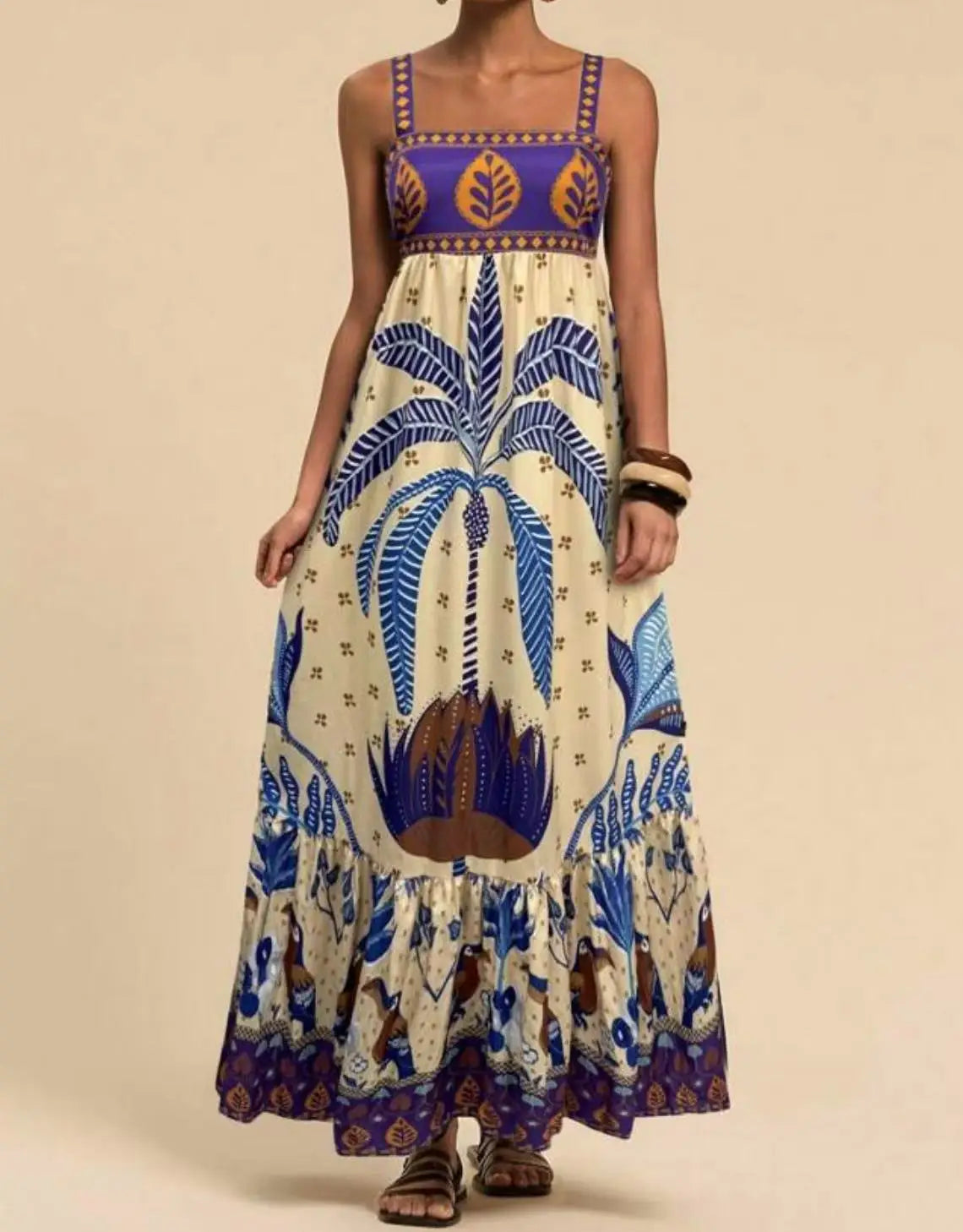 Women's New Arrival Leisure Fashion Print Dresses Summer Elegant Holiday Spaghetti Strap Dress Vacation Party Female Clothing