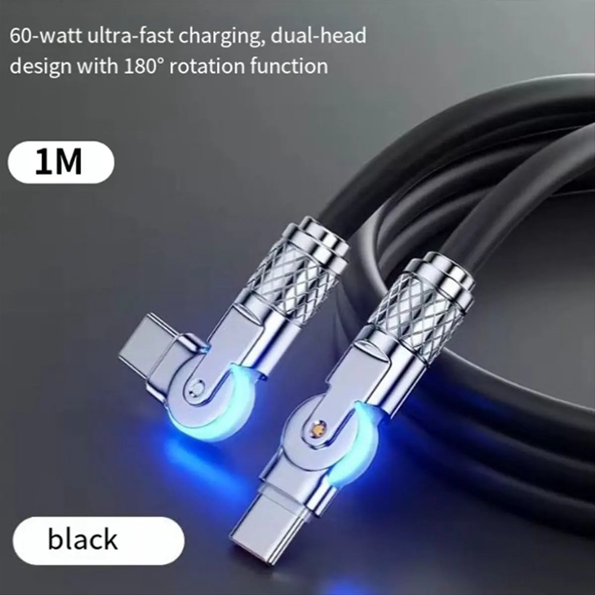 Type-C to Type-C 180° Swivel Double Elbow Mech Data Cable Fast Charging & Data Transfer Cable for Laptops and Tablets 2m