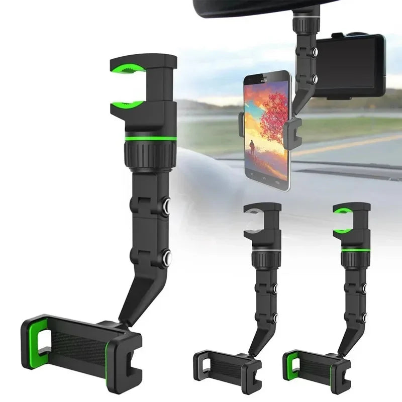 Soporte de Teléfono para Coche en Espejo Retrovisor, Soporte de Teléfono Giratorio 360°, Soporte de GPS Universal para Coche para Todos los Smartphones