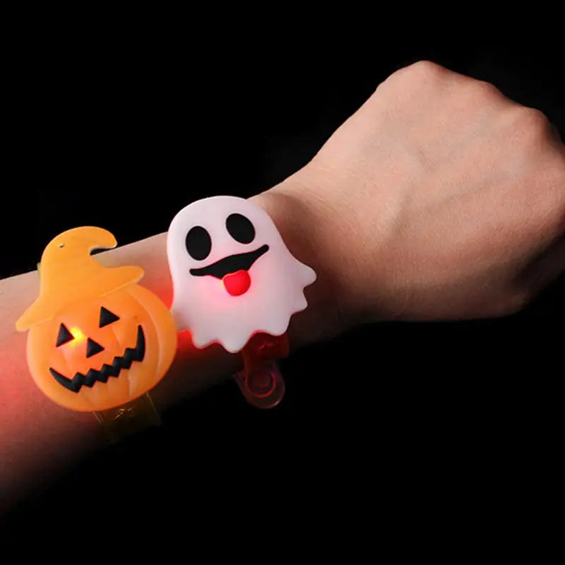 5/10/20PCS Glowing Pumpkin Ghost Bracelet Rings Kids Night Toys Halloween Party Favor Children Gifts Festival Carnival Giveaways