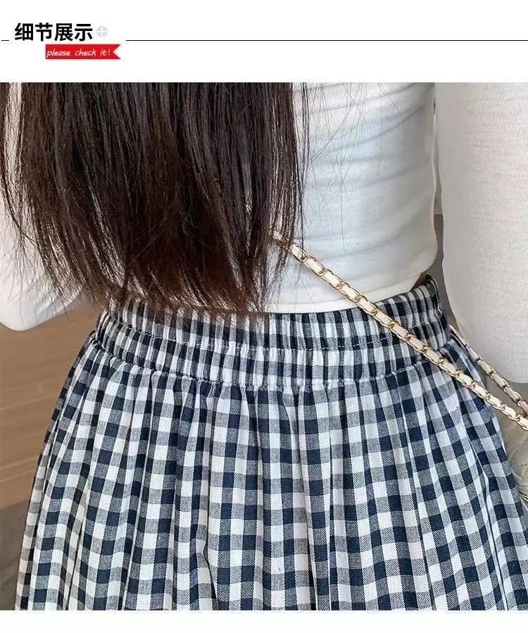 Jupe patchwork à volants pour femme, style vintage, à carreaux, taille haute, élastique, amincissante, mi-longue, été
