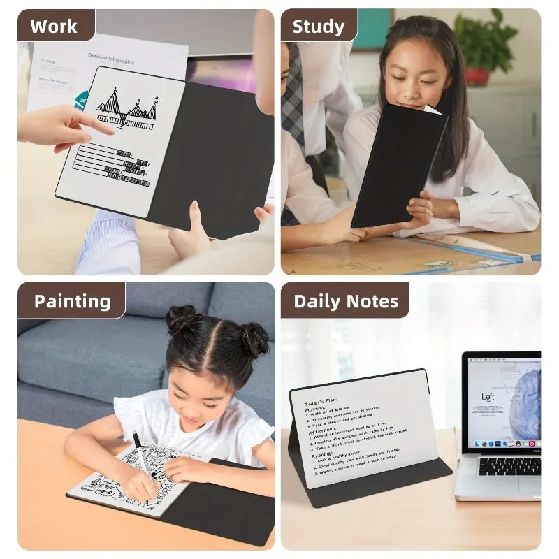 Desktop Easel Whiteboard Dry Erase Whiteboard - Portable Mini Stand Whiteboard Message Board Display Combination Black board