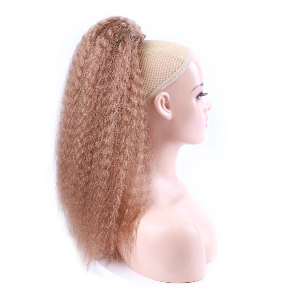 Extensions queue de cheval synthétiques blond doré Afro Puff Cheveux bouclés Produits capillaires Cheveux synthétiques Afro Crépus Queue de cheval Cheveux noirs Queue de cheval