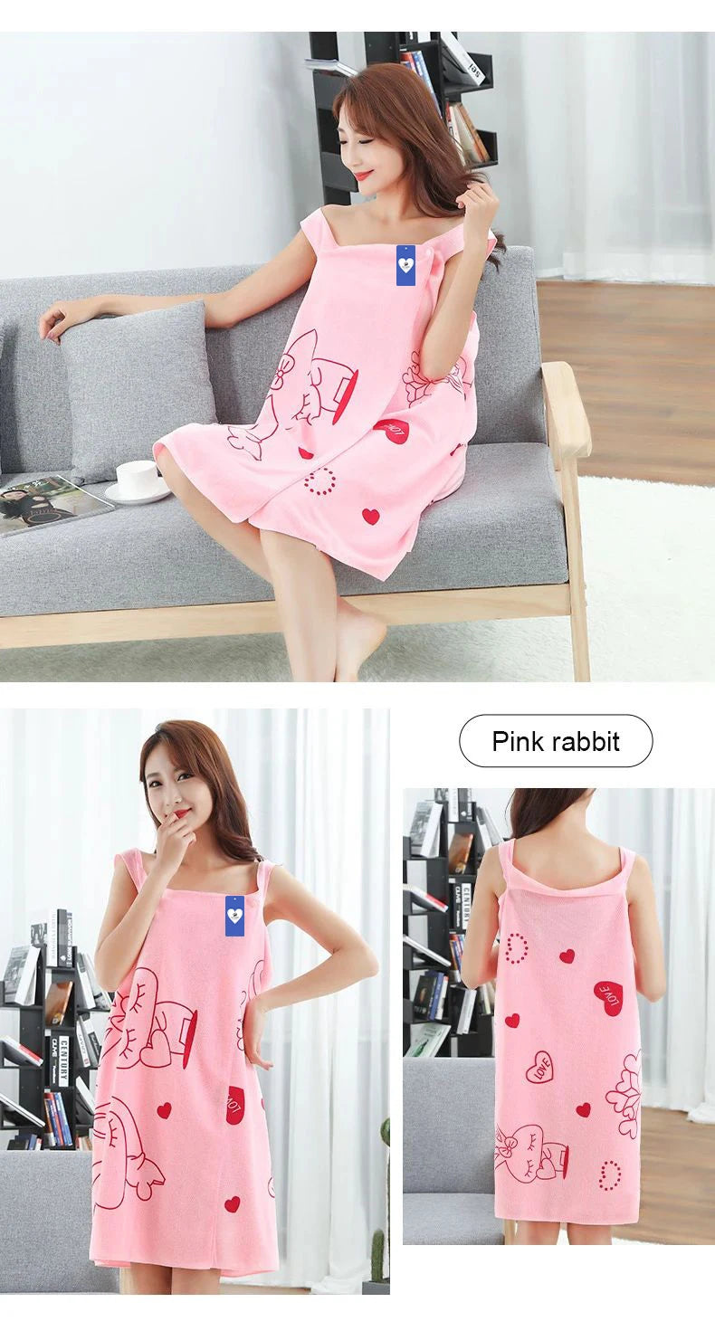 Toalla de baño portátil Love Rabbit, engrosada, para adultos, para mujer, falda de baño para secar el pecho, falda de vapor absorbente de sudor, sauna