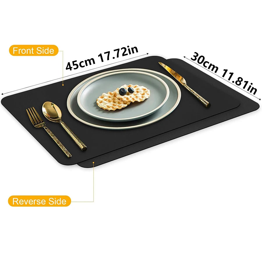 Manteles individuales de piel sintética de 45x30cm, negro/blanco, antideslizantes, resistentes al calor para uso doméstico, en el comedor o en hoteles. Posavasos duraderos JXB