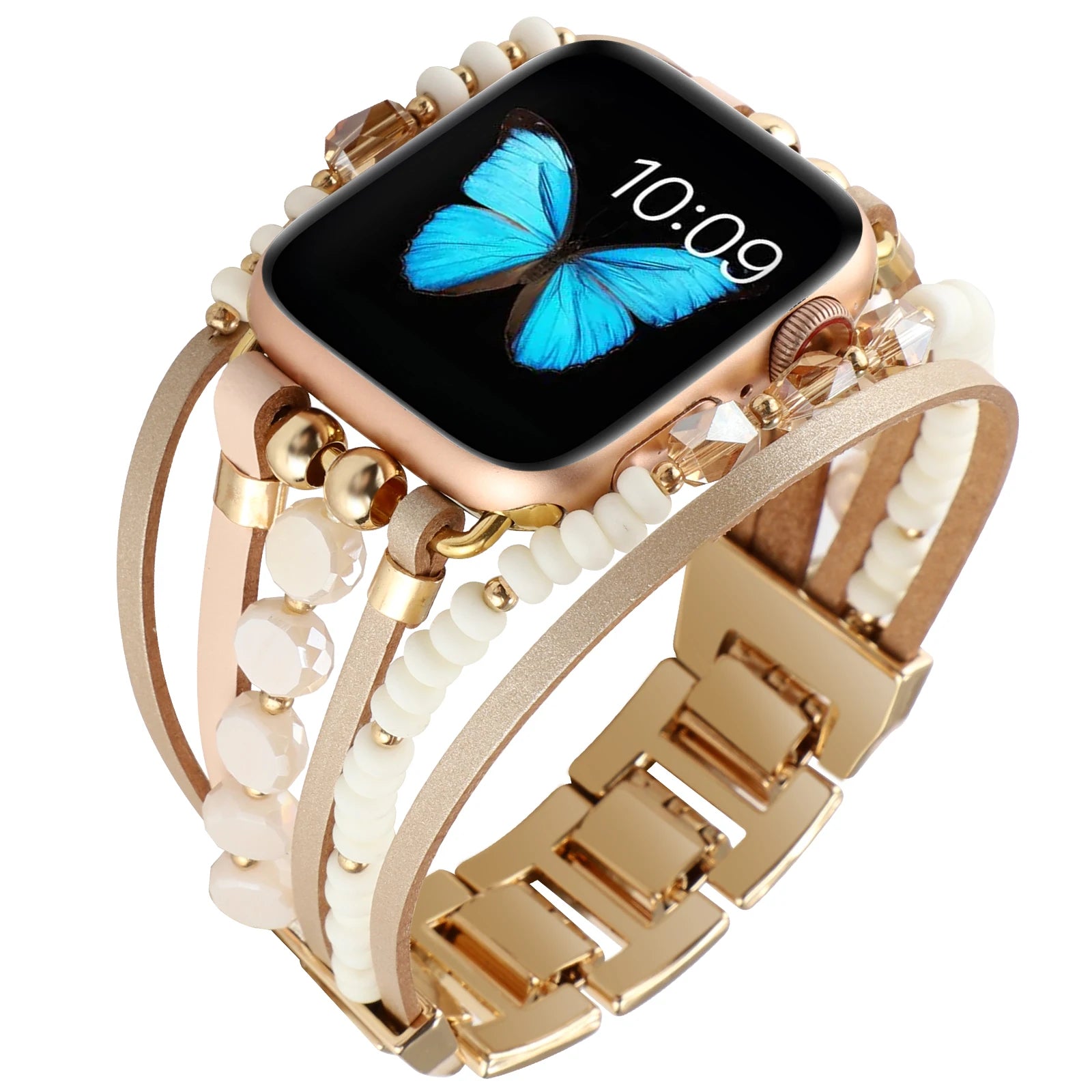 Metal Strap For Apple Watch Band Series876 SE54Ultra Women Jewelry Bracelet Chain IWatch 49mm 45mm 41mm 40mm 38 44mm Peal Wrist