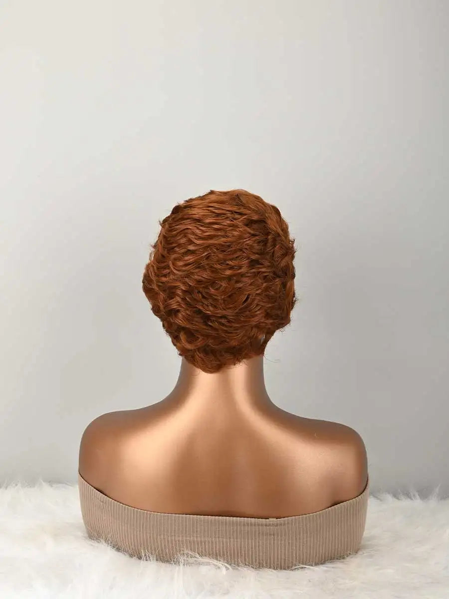 Short Pixie Wigs forWomen Auburn ShortWigs Wig Pixie Cut Wigsfor Short Hair WigLayered for Women Short Red Curly Wigs with Bangs for Women, Natural Wavy Synthetic Hair, Fluffy Pixie Cut, Layered Synthetic Wigs